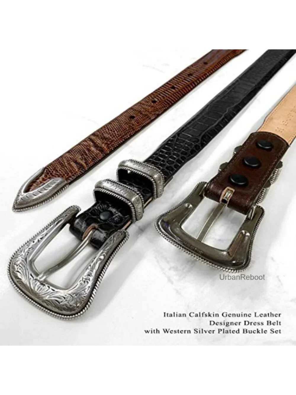 Genuine Full-Grain Cowhide Leather Dress Belt 30mm Tapered